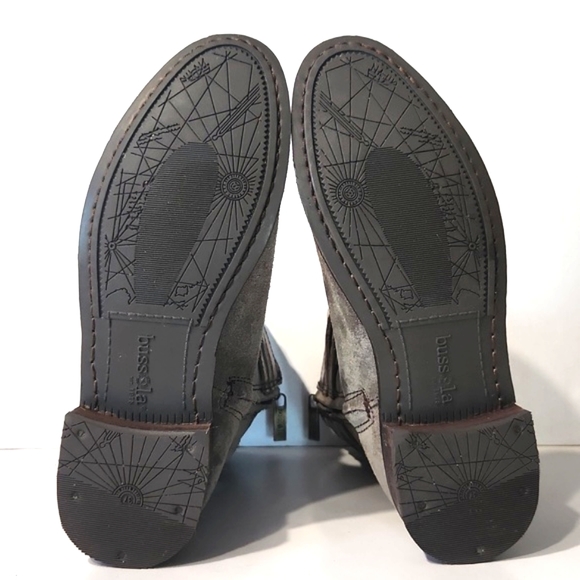 Bussola Taupe Leather Mid Calf Biker Buckle Zip Boots Size EU 37, US 6.5 EUC! - Picture 11 of 14